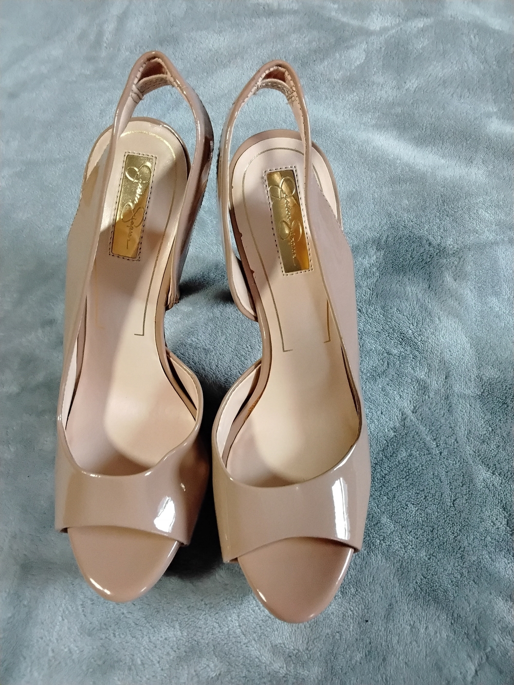 Jessica Simpson Patent Nude Open-Toe Slingback Heels - Picture 2 of 5